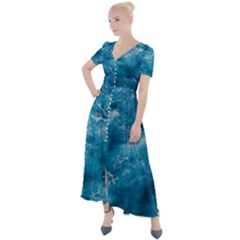 Blue Water Speech Therapy Button Up Short Sleeve Maxi Dress by artworkshop