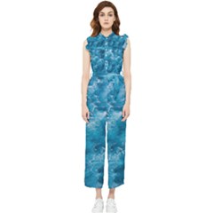 Blue Water Speech Therapy Women s Frill Top Chiffon Jumpsuit by artworkshop