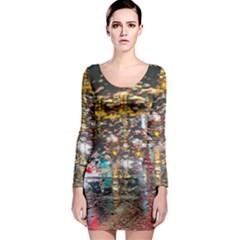 Water Droplets Long Sleeve Bodycon Dress by artworkshop