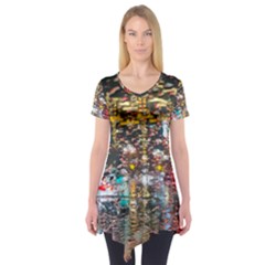 Water Droplets Short Sleeve Tunic  by artworkshop