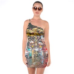 Water Droplets One Soulder Bodycon Dress by artworkshop