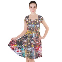 Water Droplets Cap Sleeve Midi Dress by artworkshop