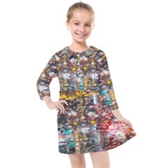 Water Droplets Kids  Quarter Sleeve Shirt Dress