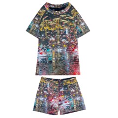 Water Droplets Kids  Swim Tee And Shorts Set by artworkshop