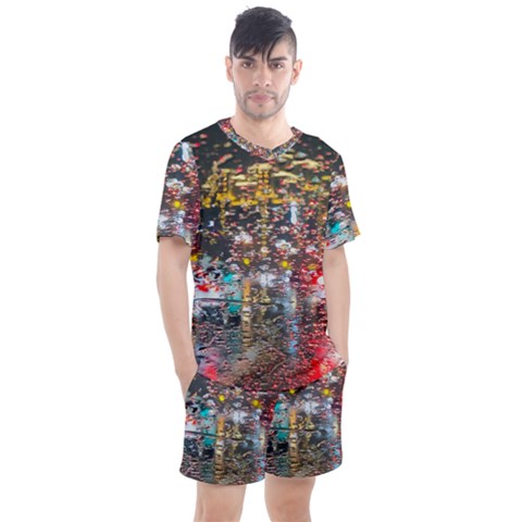 Water Droplets Men s Mesh Tee And Shorts Set by artworkshop