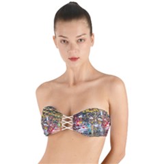 Water Droplets Twist Bandeau Bikini Top by artworkshop