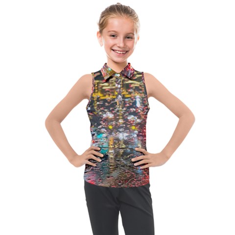 Water Droplets Kids  Sleeveless Polo Tee by artworkshop