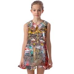 Water Droplets Kids  Pilgrim Collar Ruffle Hem Dress by artworkshop