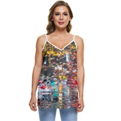 Water Droplets Casual Spaghetti Strap Chiffon Top by artworkshop