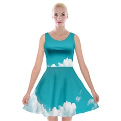 Clouds Hd Wallpaper Velvet Skater Dress by artworkshop