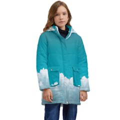 Clouds Hd Wallpaper Kid s Hooded Longline Puffer Jacket by artworkshop