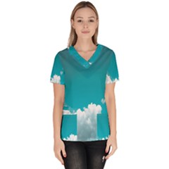 Clouds Hd Wallpaper Women s V-neck Scrub Top by artworkshop