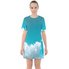 Clouds Hd Wallpaper Sixties Short Sleeve Mini Dress by artworkshop