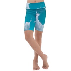 Clouds Hd Wallpaper Kids  Lightweight Velour Cropped Yoga Leggings by artworkshop