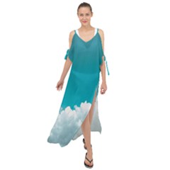 Clouds Hd Wallpaper Maxi Chiffon Cover Up Dress by artworkshop