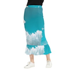 Clouds Hd Wallpaper Maxi Fishtail Chiffon Skirt by artworkshop