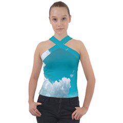 Clouds Hd Wallpaper Cross Neck Velour Top by artworkshop