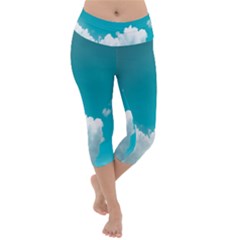 Clouds Hd Wallpaper Lightweight Velour Capri Yoga Leggings by artworkshop