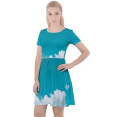 Clouds Hd Wallpaper Cap Sleeve Velour Dress  by artworkshop