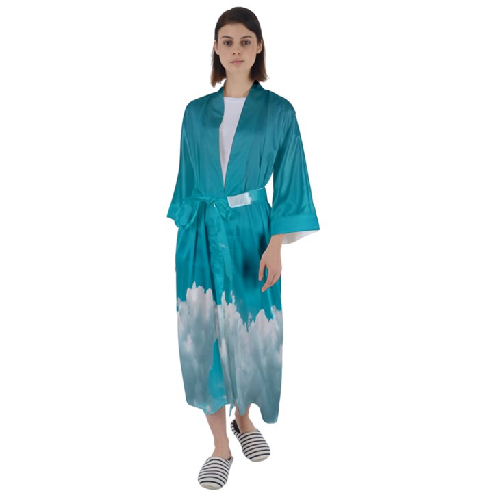 Clouds hd wallpaper Maxi Satin Kimono