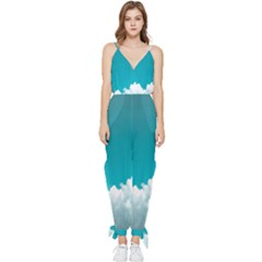 Clouds Hd Wallpaper Sleeveless Tie Ankle Chiffon Jumpsuit by artworkshop