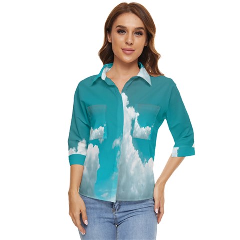 Clouds Hd Wallpaper Women s Quarter Sleeve Pocket Shirt by artworkshop