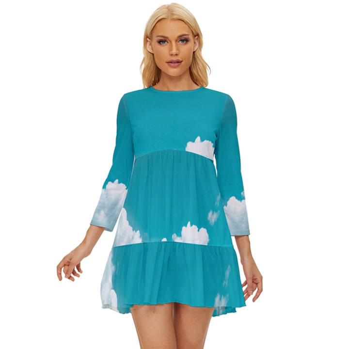 Clouds hd wallpaper Long Sleeve Babydoll Dress