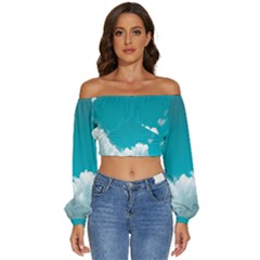 Clouds Hd Wallpaper Long Sleeve Crinkled Weave Crop Top by artworkshop