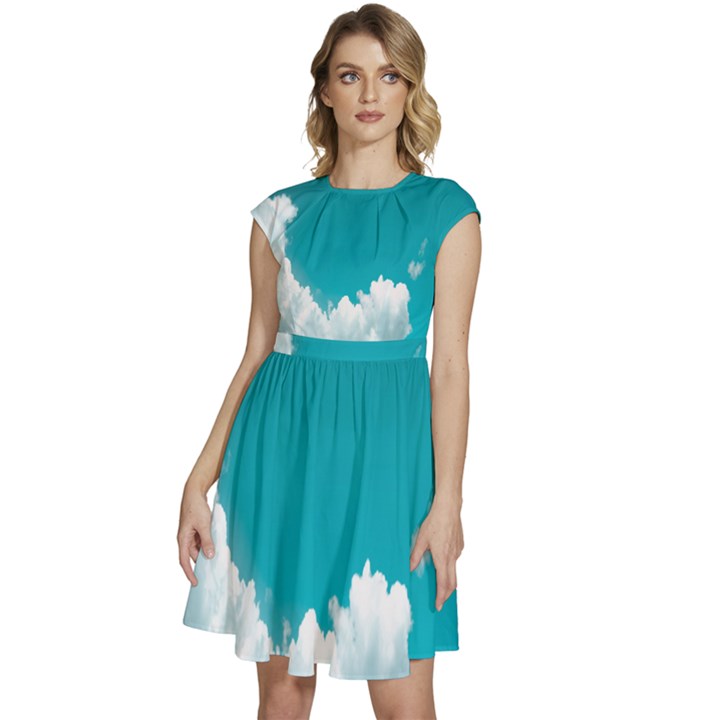 Clouds hd wallpaper Cap Sleeve High Waist Dress