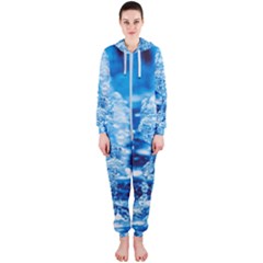 Water Blue Wallpaper Hooded Jumpsuit (ladies) by artworkshop