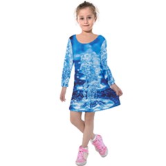 Water Blue Wallpaper Kids  Long Sleeve Velvet Dress by artworkshop