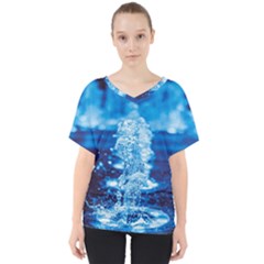 Water Blue Wallpaper V-neck Dolman Drape Top by artworkshop