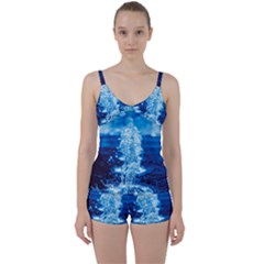 Water Blue Wallpaper Tie Front Two Piece Tankini by artworkshop