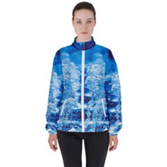 Water Blue Wallpaper Women s High Neck Windbreaker by artworkshop