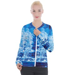 Water Blue Wallpaper Casual Zip Up Jacket by artworkshop