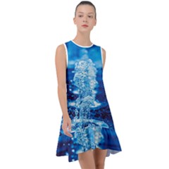 Water Blue Wallpaper Frill Swing Dress by artworkshop