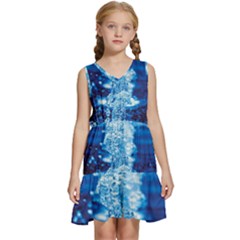 Water Blue Wallpaper Kids  Sleeveless Tiered Mini Dress by artworkshop