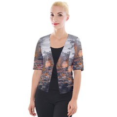 Breathe In Nature Background Cropped Button Cardigan by artworkshop