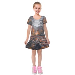 Breathe In Nature Background Kids  Short Sleeve Velvet Dress by artworkshop