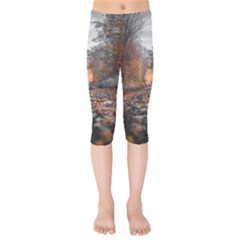 Breathe In Nature Background Kids  Capri Leggings  by artworkshop