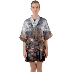 Breathe In Nature Background Half Sleeve Satin Kimono  by artworkshop