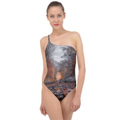 Breathe In Nature Background Classic One Shoulder Swimsuit by artworkshop