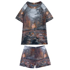 Breathe In Nature Background Kids  Swim Tee And Shorts Set by artworkshop