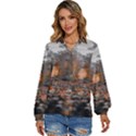 Breathe in Nature Background Women s Long Sleeve Button Down Shirt View1