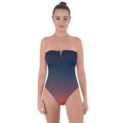 Sky Gradient Tie Back One Piece Swimsuit by artworkshop