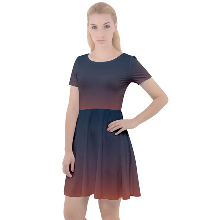 Sky gradient Cap Sleeve Velour Dress 