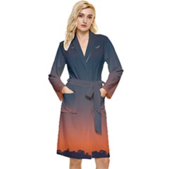 Sky Gradient Long Sleeve Velvet Robe by artworkshop