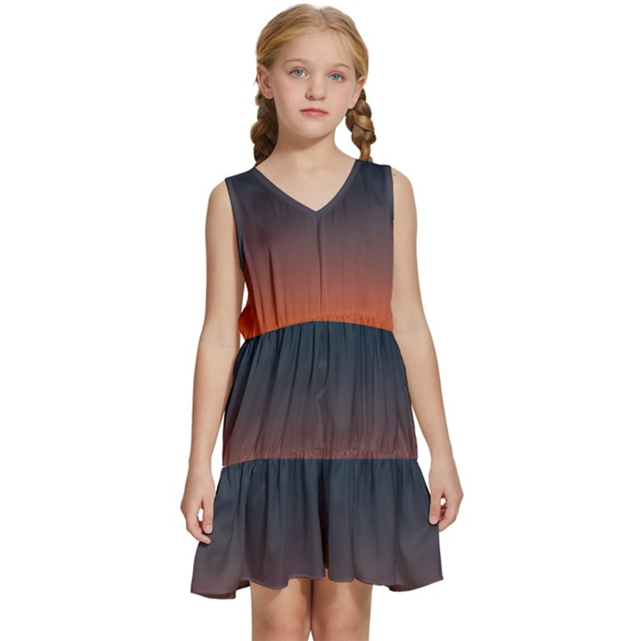 Sky gradient Kids  Sleeveless Tiered Mini Dress