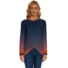 Sky Gradient Long Sleeve Crew Neck Pullover Top