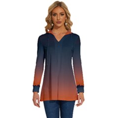 Sky Gradient Long Sleeve Drawstring Hooded Top by artworkshop